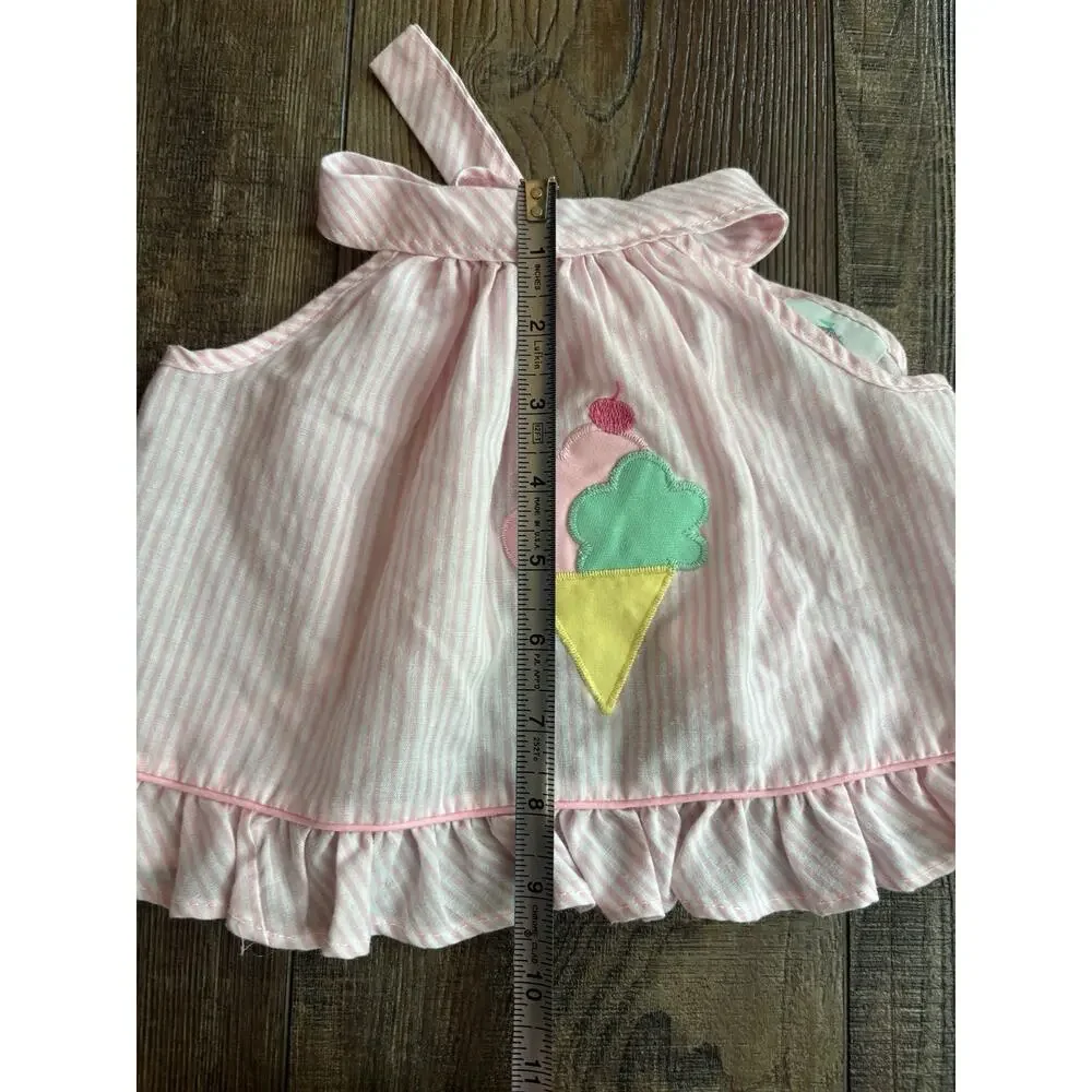 Vintage 80s Baby Girl Pride N Joy Pink Ice Cream tie summer shirt 6-9 months